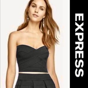 Express Strapless Black Bandage Crop Top